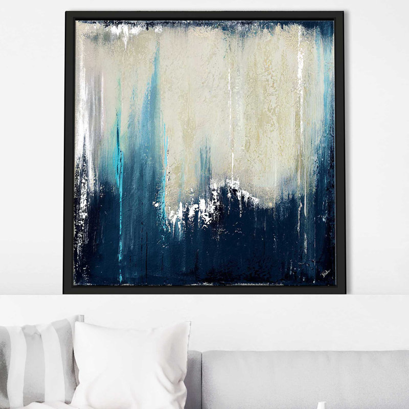 «Marine Blue Illusion I» par Patricia Pinto - Peinture, Cadre flottant noir, H 27,5 po x l 27,5 po x P 2 po
