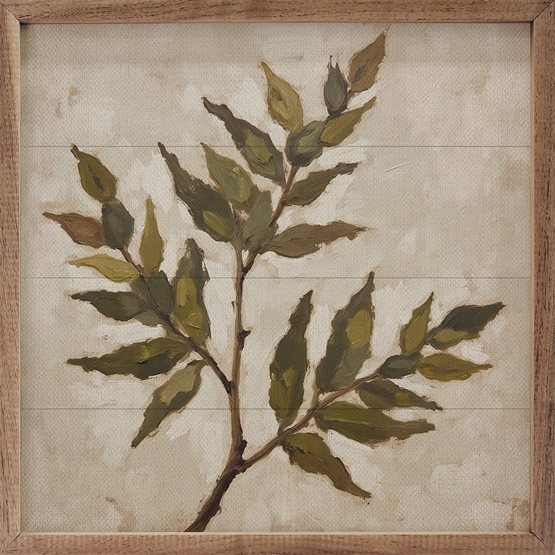 Branche rétro avec feuilles, H 12 po x l 12 po
