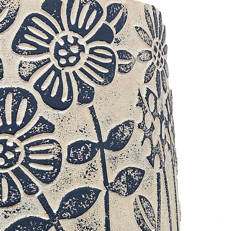 S / 2 pots à sable et ciment gris avec motif floral bleu