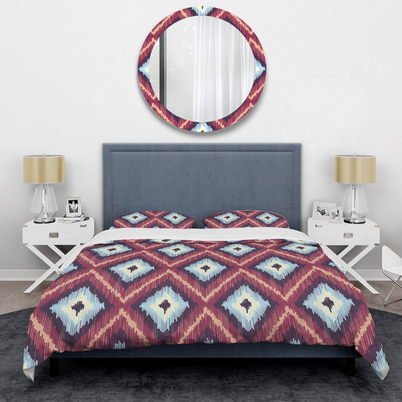 Ensemble de housse de couette à motif bleu et rose, Housse de couette pour très grand lit et 2 très