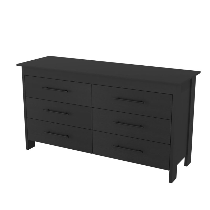 Anastazija Six Drawer Double Dresser, Black