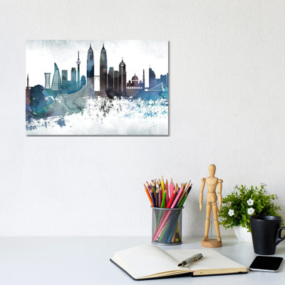Kuala Lumpur Bluish Skyline by WallDecorAddict - Wrapped Canvas Print