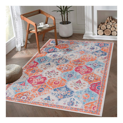 Tapis crème, tapis lavable, à poils courts, antidérapant, antidérapant, pliable, adapté aux enfants et aux animaux de compagnie - tapis pour salon, chambre à coucher, cuisine (crème, 6 pi x 9 pi)