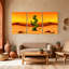 «Cactus Desert Landscape with Cactus and Sunset», ensemble de 3 impressions sur toile-2132164101