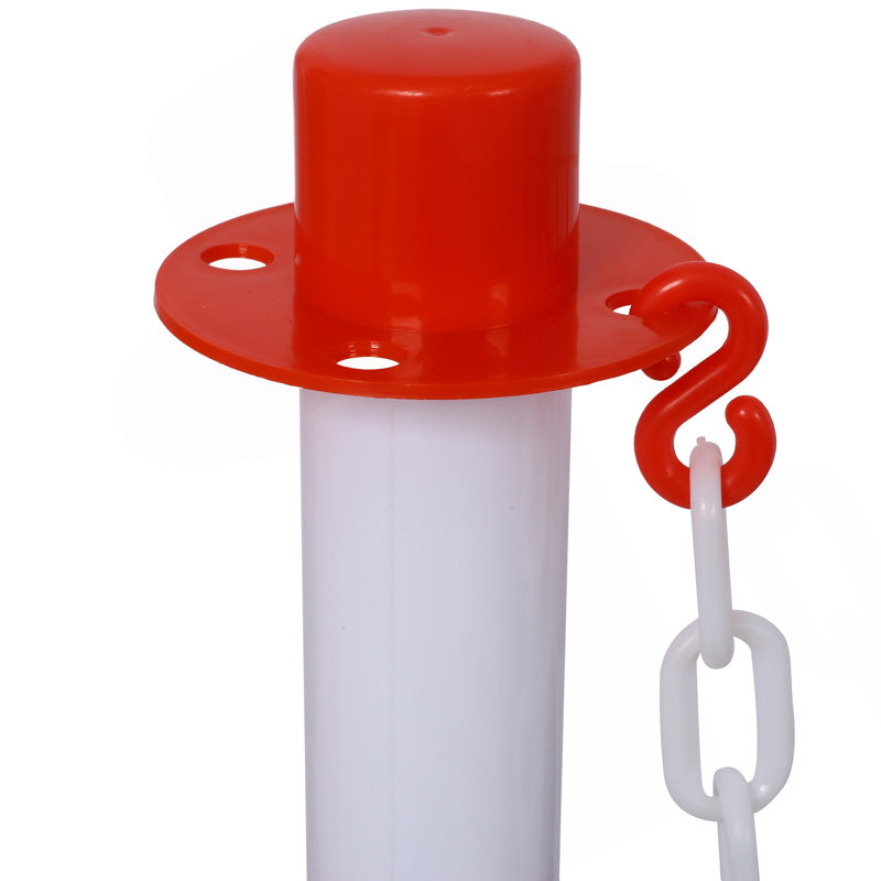Paquet de 12 cônes de poteau de circulation avec base remplissable, barrière de sécurité en plastique réglable avec chaîne en plastique de 5 pi, poteau de contrôle des foules intérieur et extérieur pour contrôle du trafic et avertissement