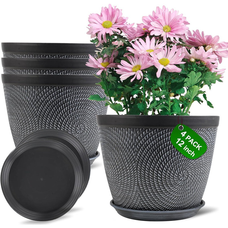 Grand pot de plante d'extérieur d'intérieur de 12 pouces, paquet de 4 ...