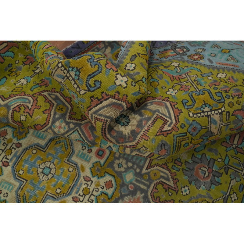 Tapis traditionnel en laine vert pistache 6 x 9
