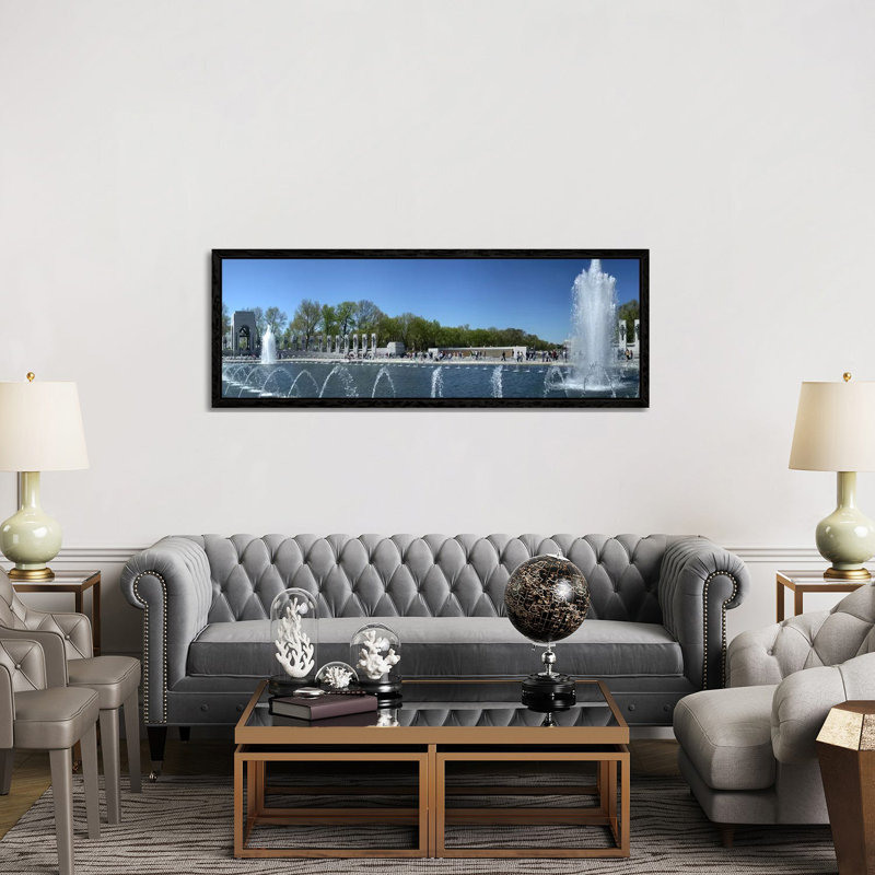 Fountain in a war memorial, National World War II Memorial, Washington DC, USA 1 Piece Panoramic Wall Art on Canvas