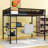 Full Loft Bed With Desk, Shelves And Dual Ladders