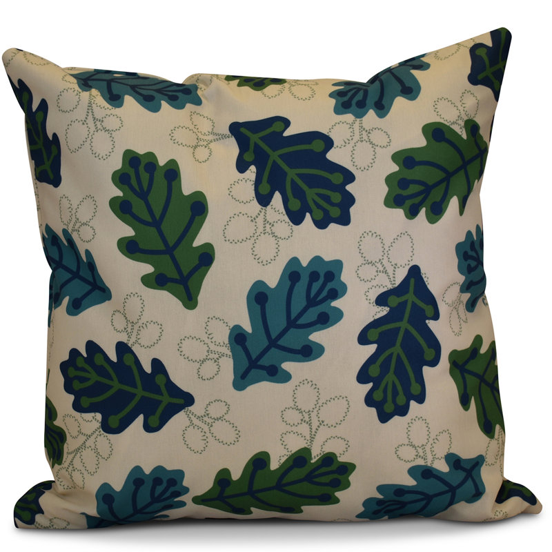 Housse et insert de coussin carré retournant les feuilles rétro d'automne, H 16 po x l 16 po x P 2 po, Bleu