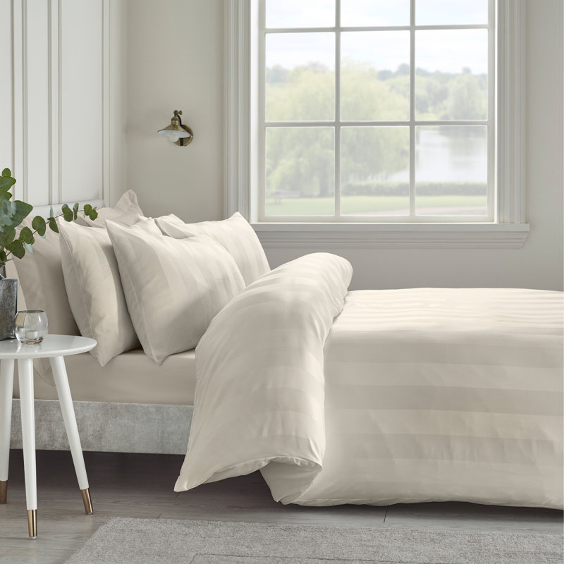 So Soft Satin Stripe Duvet Cover Set, Cream, King