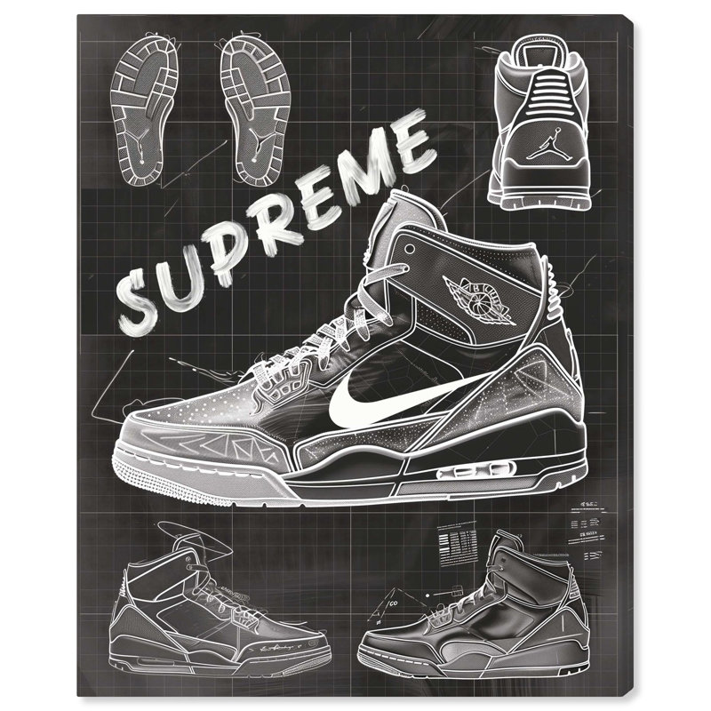 Blueprint Sneaker Art on Wrapped Canvas, 36" x 30"