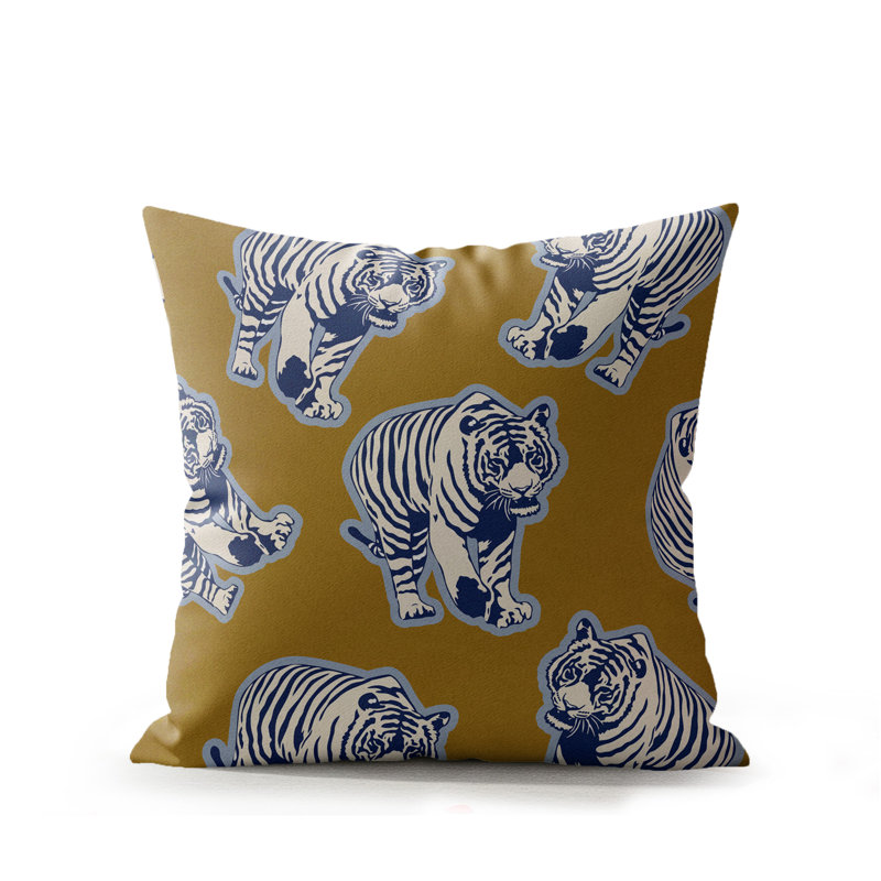 Coussin d'intérieur carré en faux suède Dama Tiger, 16 po x 16 po, Midnight Royal