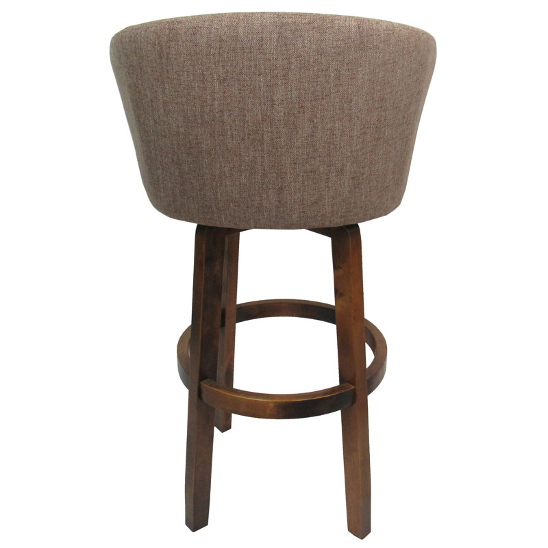 Aghilas Swivel Upholstered Counter Stool with Solid Wood Frame, Basin Beige, Bar Stool (30” Seat Height)