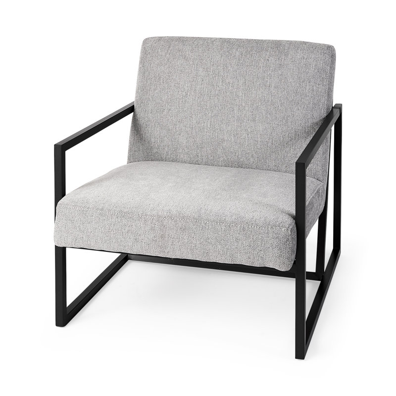 Fauteuil en polyester 28,25 po Solange, Mélange de polyester gris, Noir