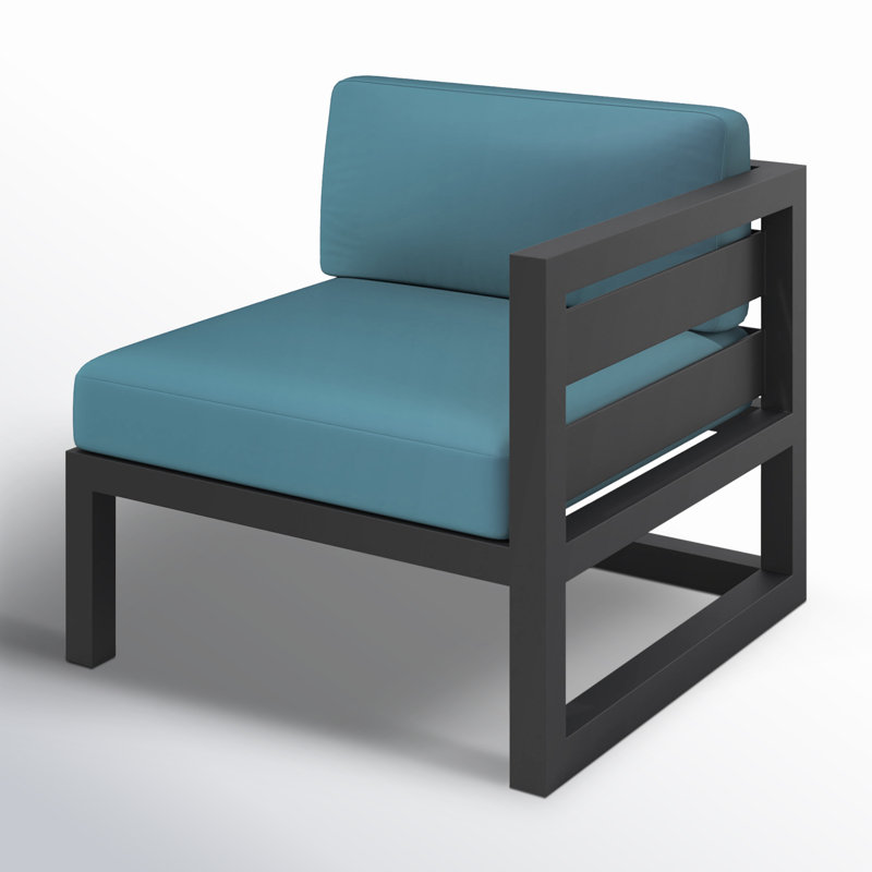 Avion Patio Chair with Sunbrella Cushions, Cast Lagoon Sunbrella® Plainweave, Black