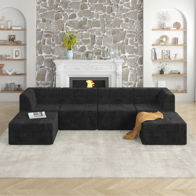 Canapé modulaire en U, Polyester noir