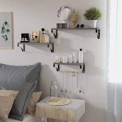 Addiena 3 Piece Paulownia Solid Wood Floating Shelf