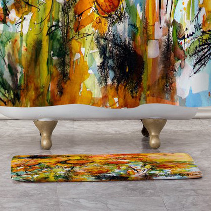 Tapis pour salle de bain abstract fleurs