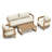 Assembly Free Sofa, Quick Assembly Coffee Table,Outdoor Aluminum Sofa Set,  5 Person Outdoor Seating Sofa, Wood Grain Veneer Sofa Set for Patio-775662163