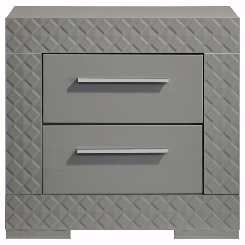 Table de chevet 2 tiroirs, table de chevet, Grey