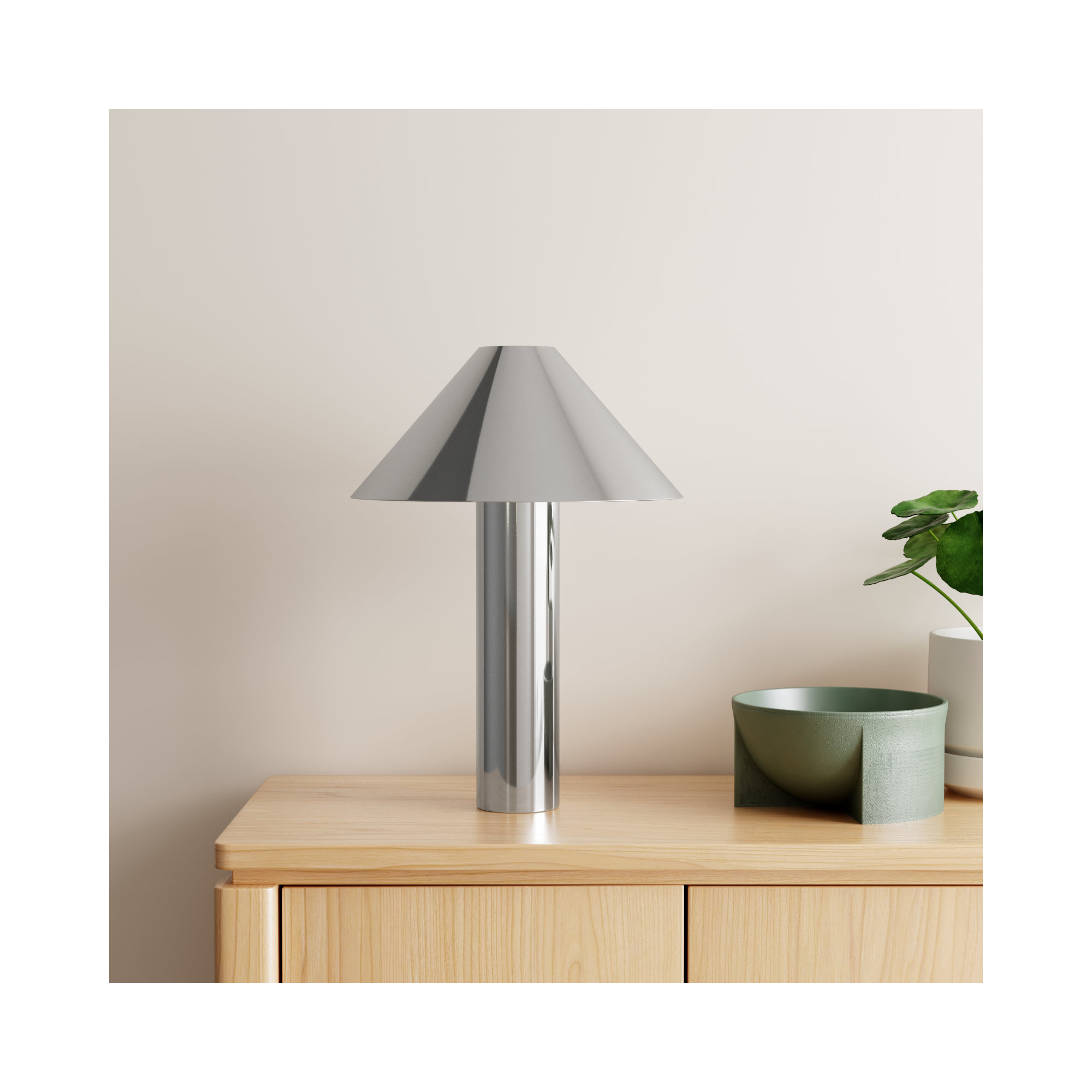 Cheri 20.5 Inch Chrome/White Metal Table Lamp, Chrome