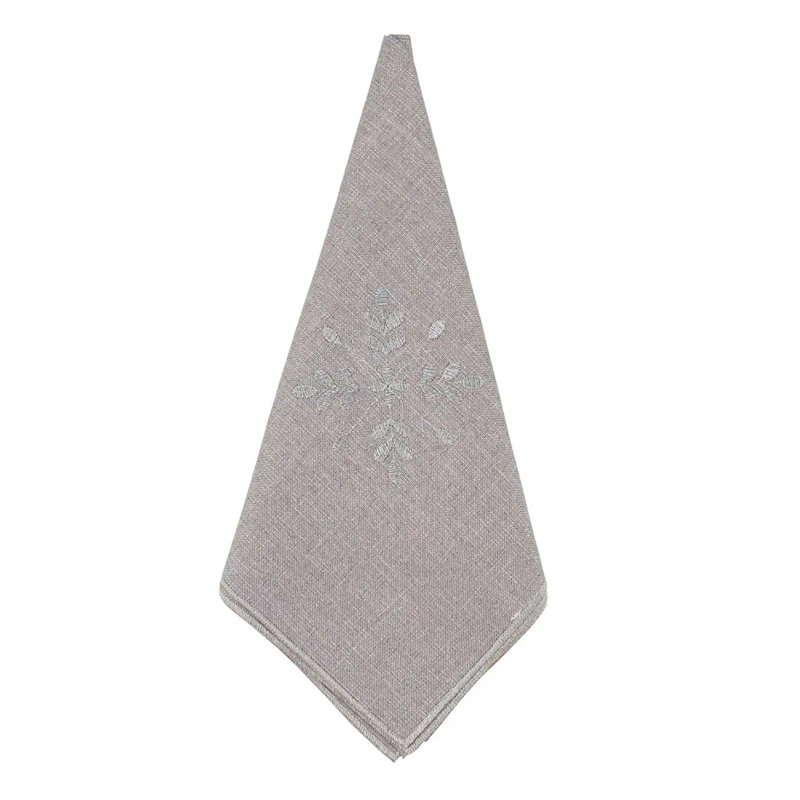 Embroidered Snowflake Holiday Cloth Napkin 20" W X 20" L, Set Of 4, Silver