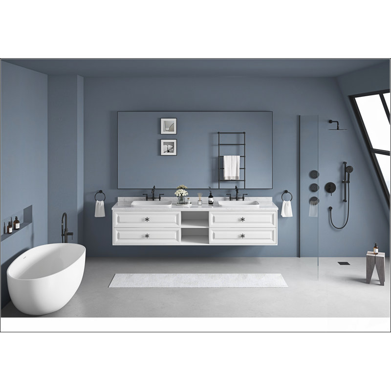 Miroir de salle de bain mural 84 x 48 pouces avec cadre en aluminium, parfait pour rehausser tout espace avec élégance et fonctionnalité