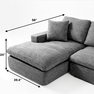 Chaise longue en chenille orientée à gauche de 39,4 pouces
