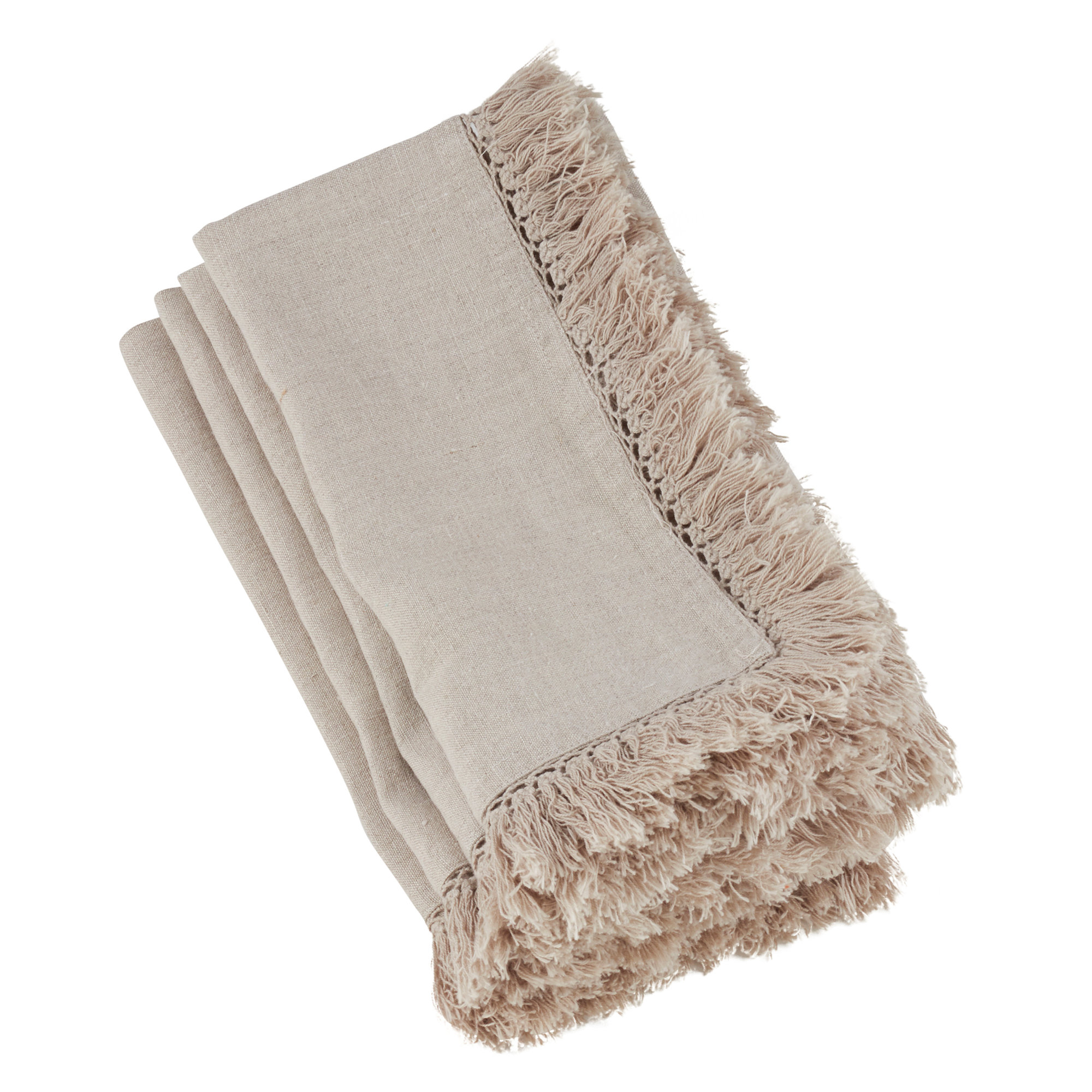 Refined Rustic Fringe Edge 20" Napkin, Beige