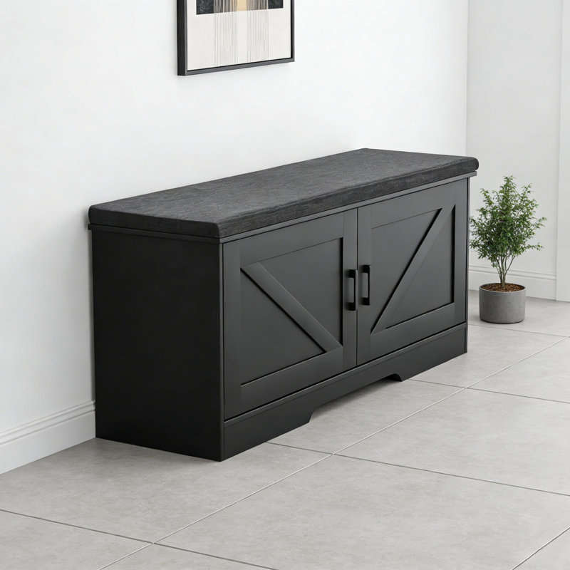 Banc de rangement avec siège rembourré, 17.72" H x 39.4" W x 13.78" D