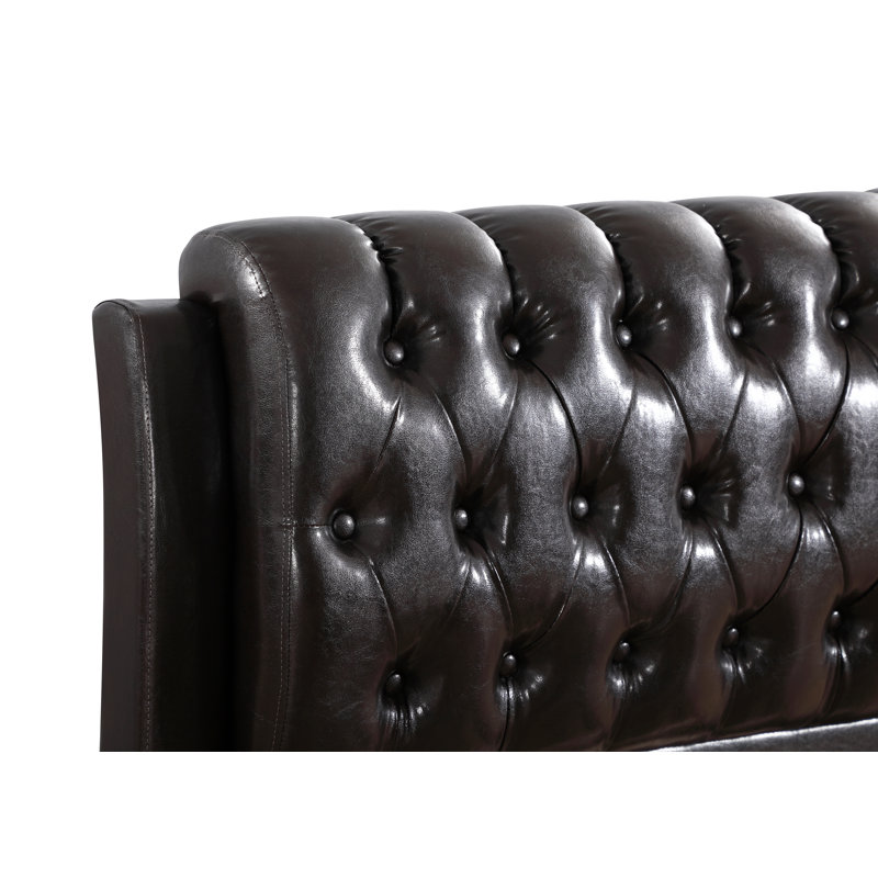 Champetre Vegan Leather Standard Bed, Queen, Cherry