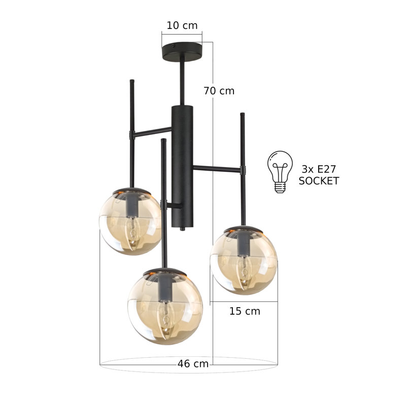 Apollo 3-light Flush Mount, Brown