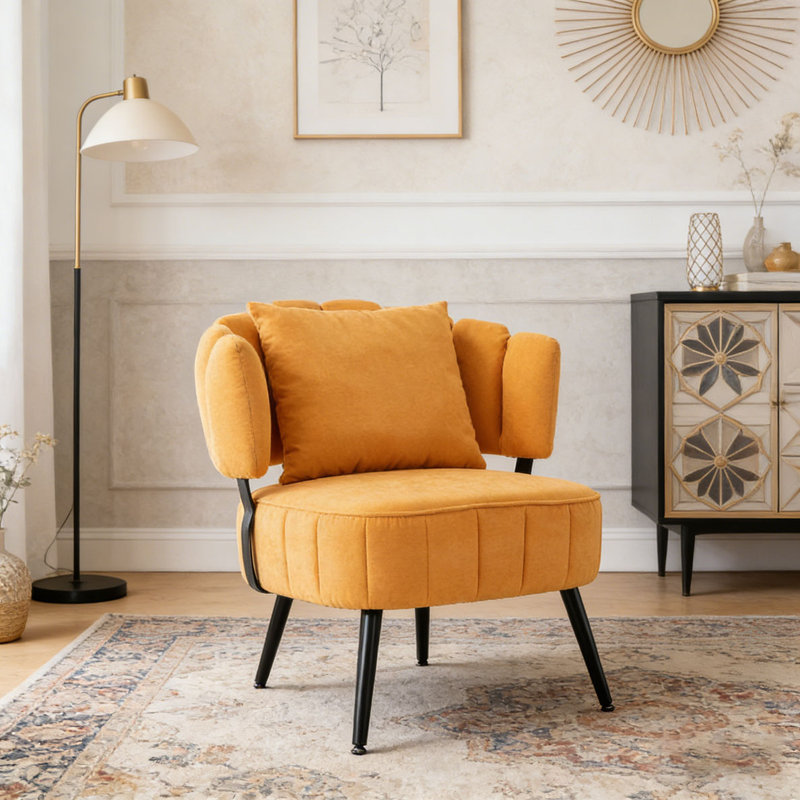 Chaise d'appoint avec siège à ressorts ensachés, Jaune