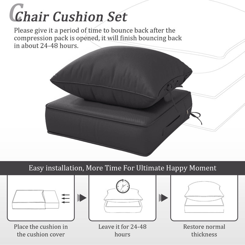 Coussin de siège / dossier d'extérieur, Gris, L 19 po x P 19 po