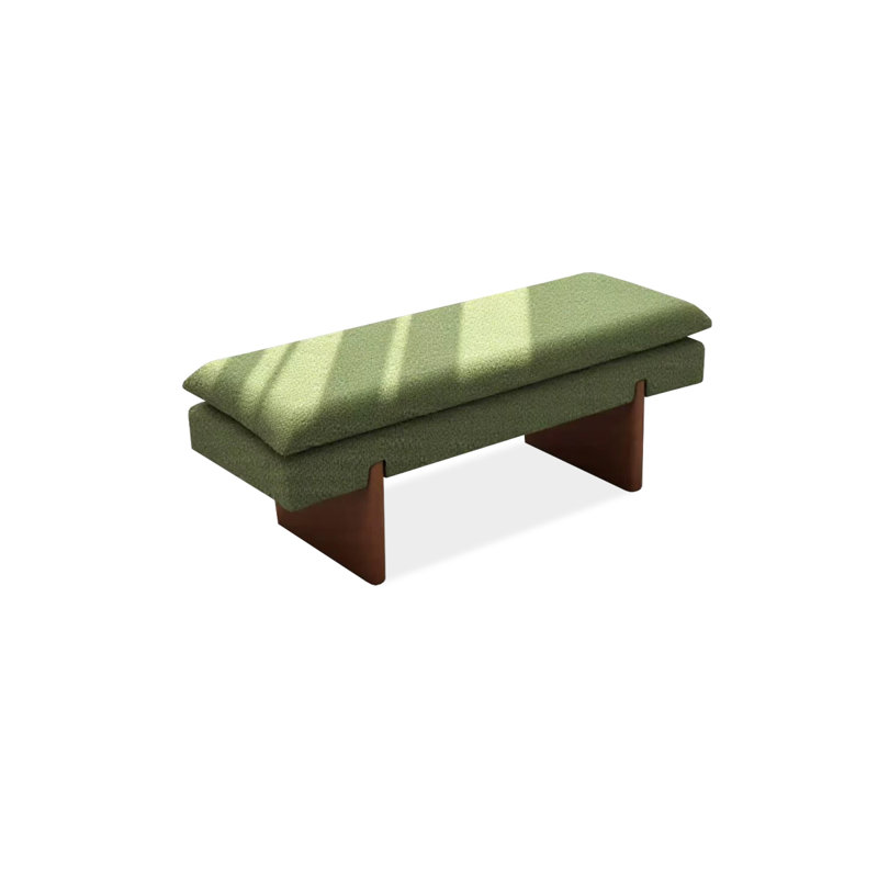 Banc rembourré vert en bois massif, H 17,72 po x l 39,37 po x P 15,75 po