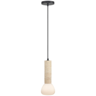 Stone 1 Light Pendant - Travertine Finish