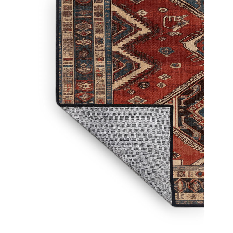Tapis turc noir lavable à la machine, Carré 7 pi