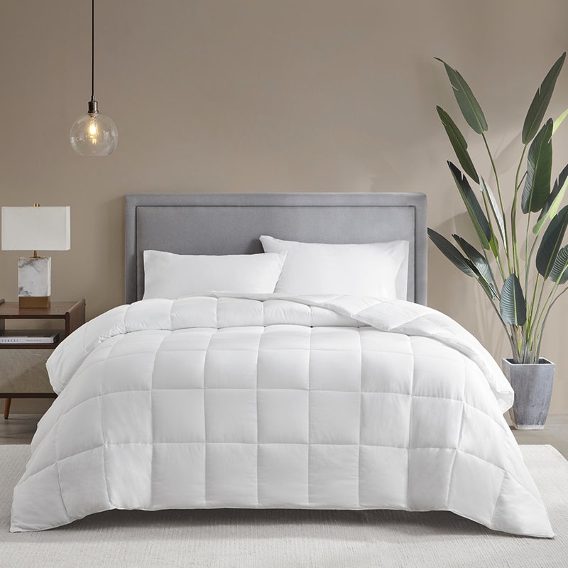 Édredon sans plumes de 3 m pour lit double / grand - coton, 300tc, boîte, fixation de housse de couette à passants de coin, 100% 300 fils, courtepointe,