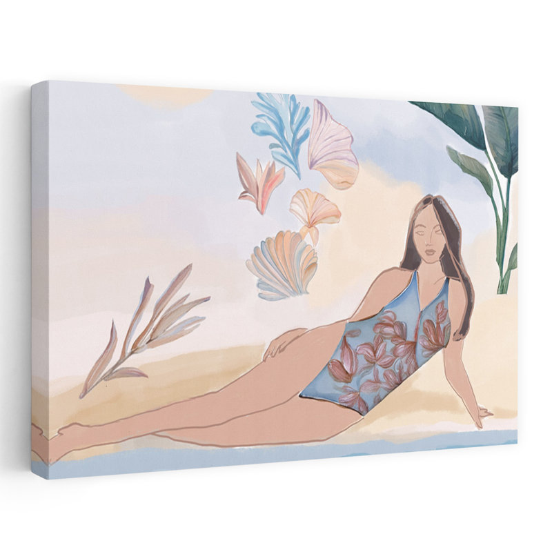 «Tropical Beach Serenity Peaceful Serene Tranquil Coastal», reproduction d'art mural, 32" H x 48" W
