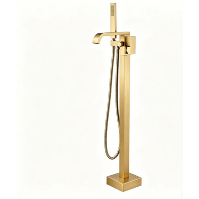 Robinet de baignoire autoportant à fixation au sol avec douche à main
