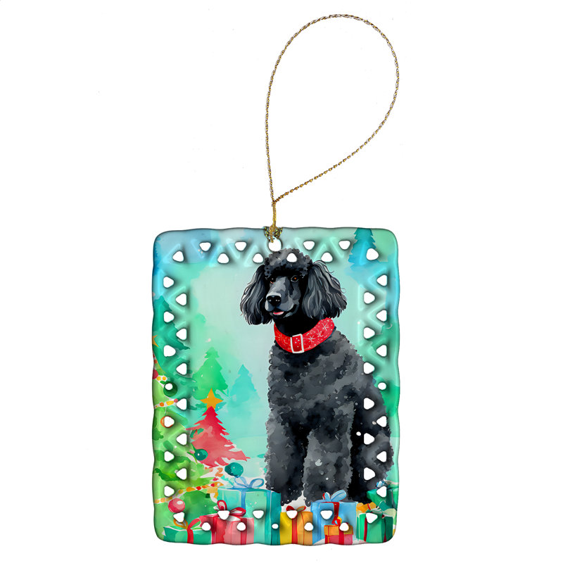 Ornement en porcelaine de Noël caniche, Caniche 3571