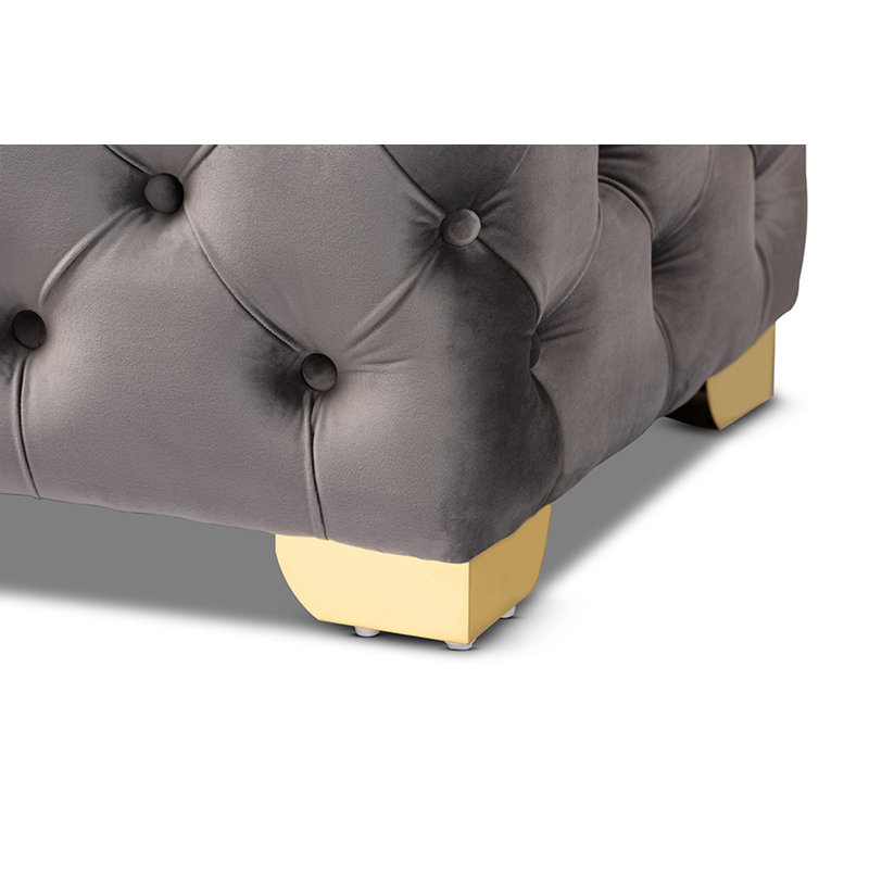 Crotts Velvet Upholstered Bench, Gray