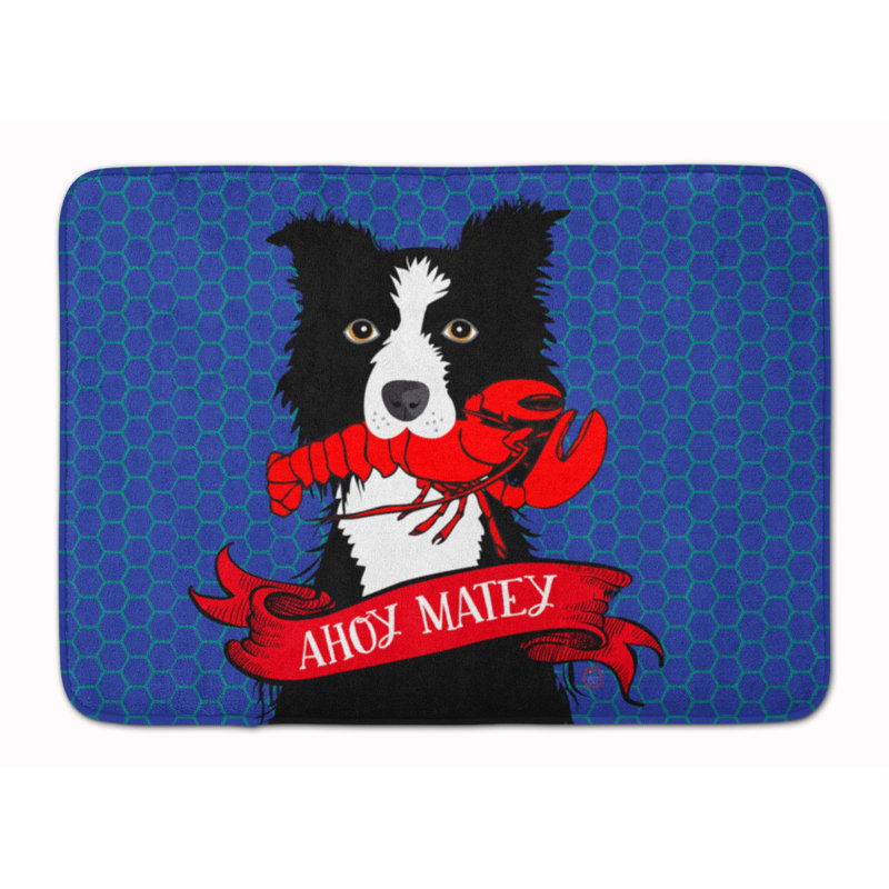 Tapis pour salle de bain à mousse à mémoire de forme collie à bordure nautique ahoy matey