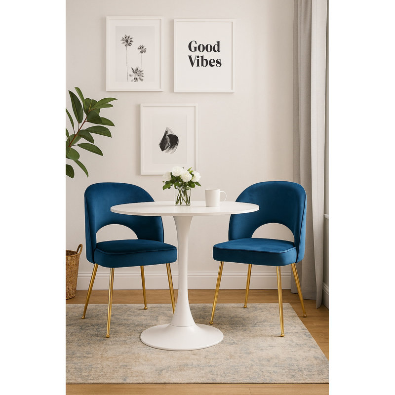 Coupland 49cm H Velvet Upholstered Metal Side Chair, Royal Blue