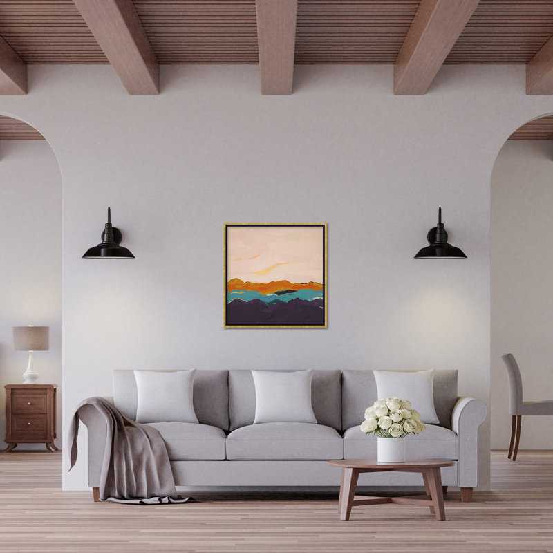 Nature Inspired Twilight Silhouette, 48" H x 48" W, Floated Framed Canvas, Gold