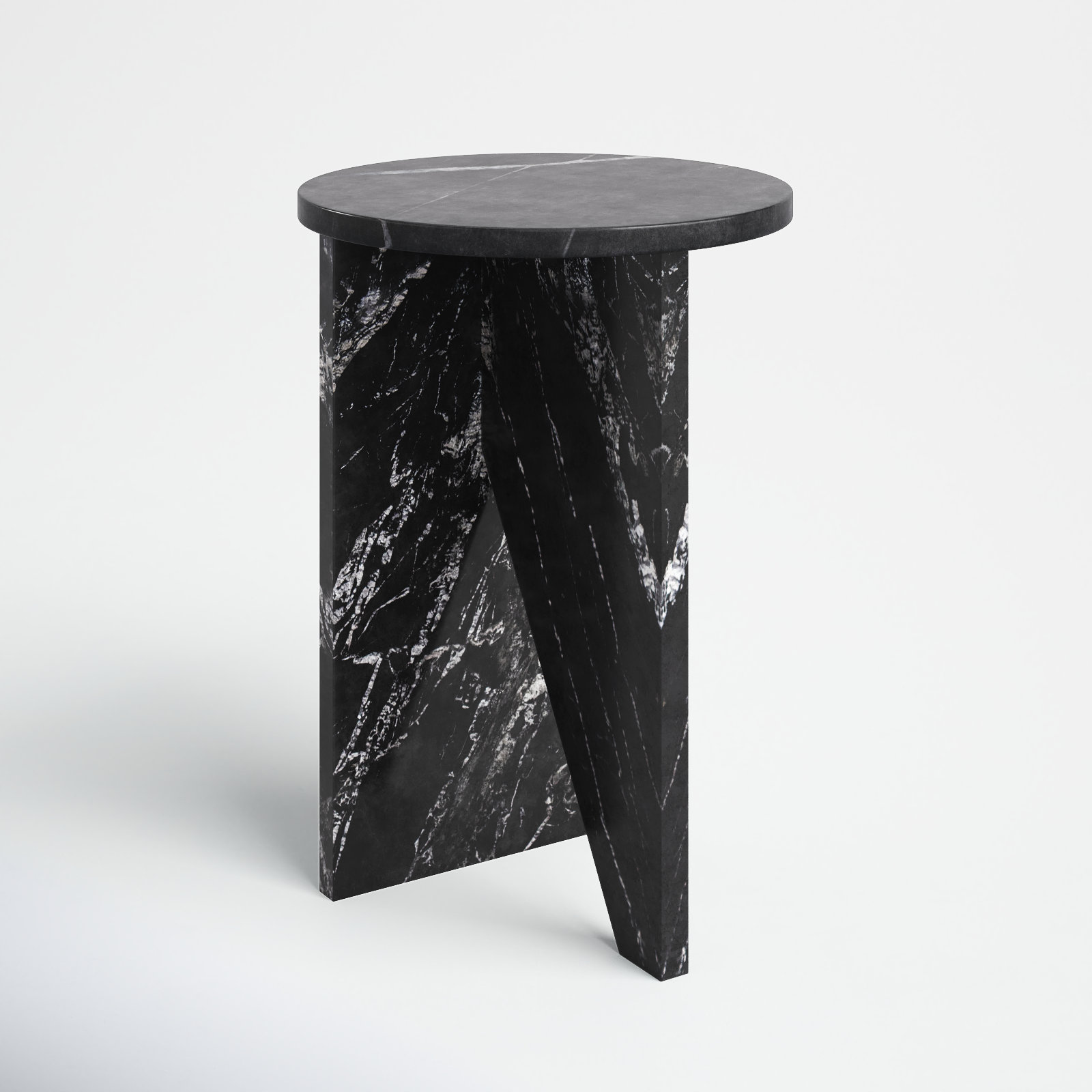 Shayne 14" Genuine Marble End Table, Black