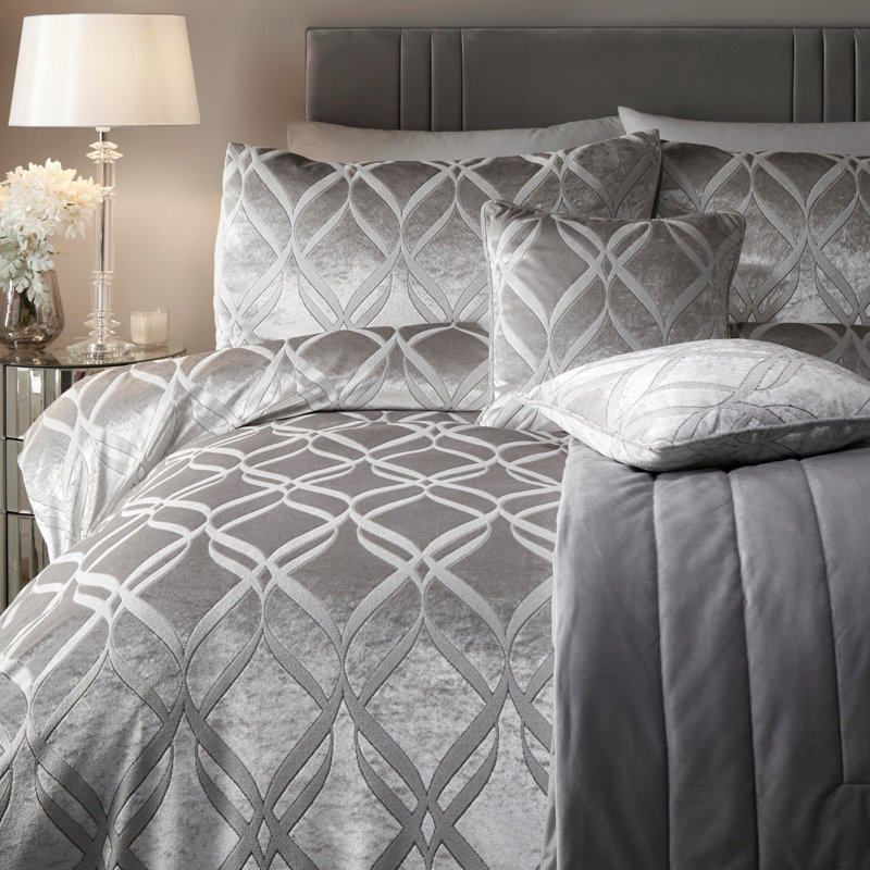  Polyester Duvet Set, Super King - 2 Standard Pillowcases, Silver