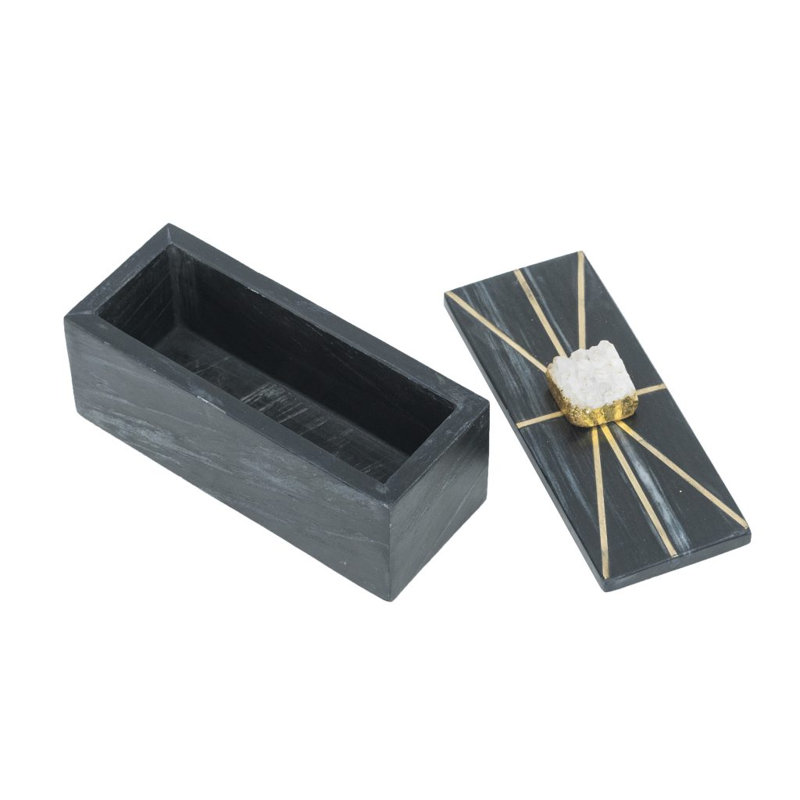 Boîte décorative Somersworth, H 3,1 po x l 7,5 po x P 3,1 po, Noir