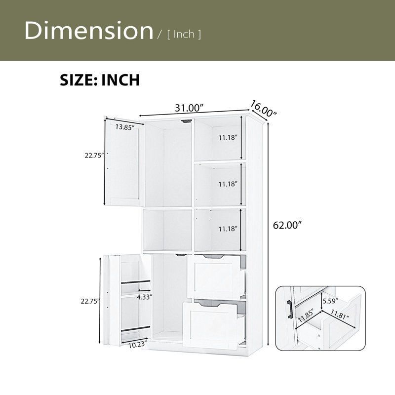Armoire de rangement de salle de bain avec portes et tiroir